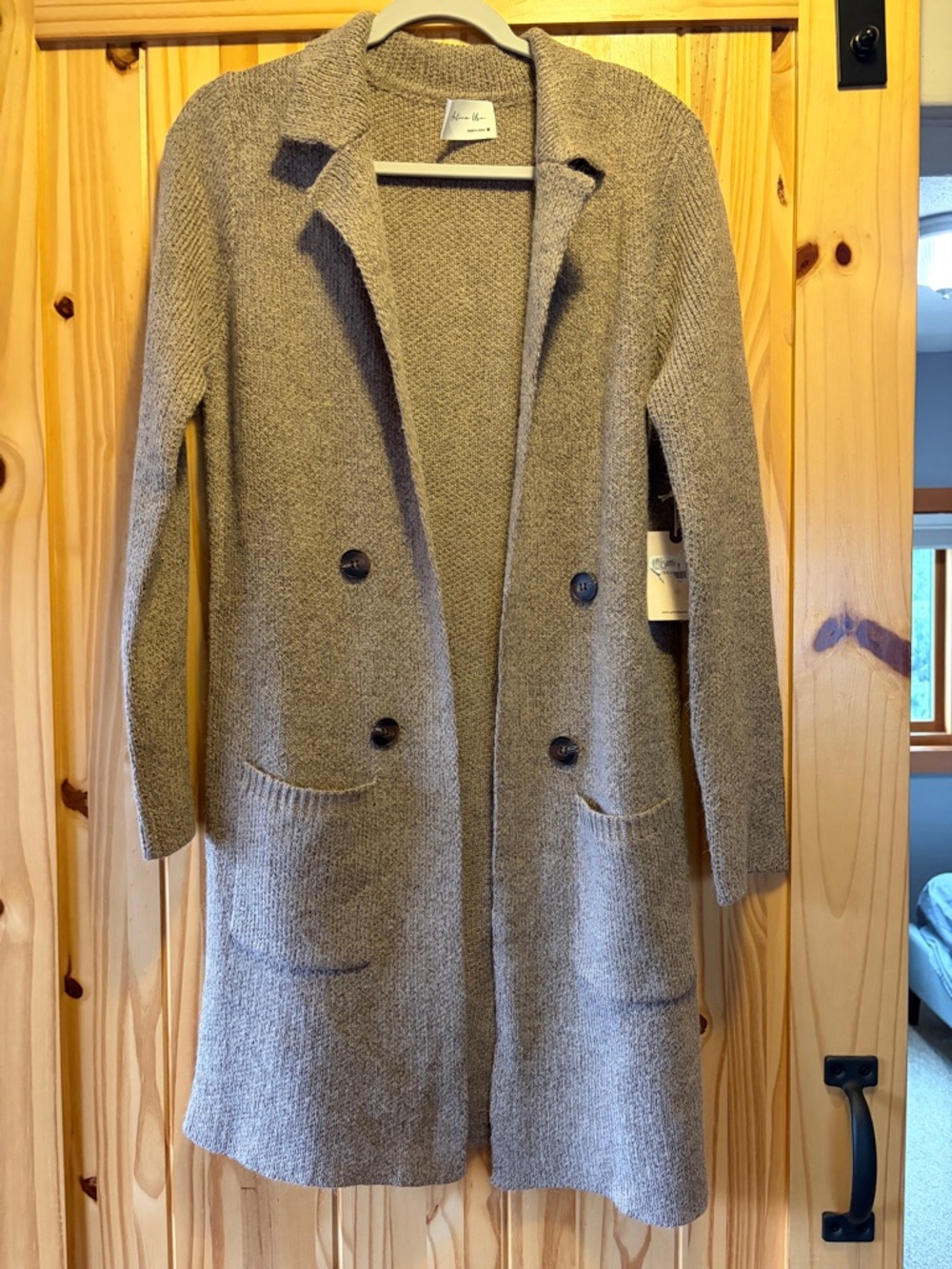 Active USA Long Knit Cardigan in Taupe